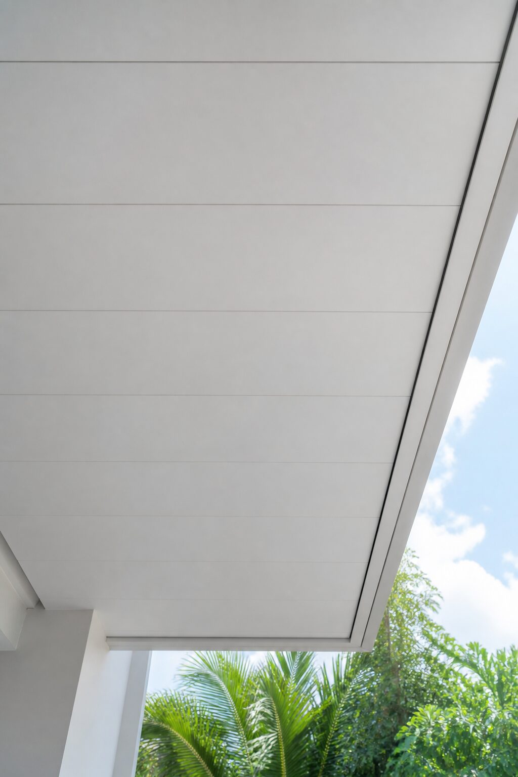 The finished underside of a Heat-Shield patio roof